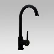 Round Matt Black Kitchen Sink Mixer Tap