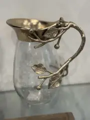 Glass Pitcher with Metal Flower Accents