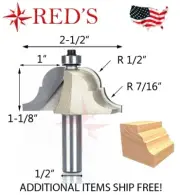 Tideway Carbide Pro LC08111808 1-1/8 Classical Roman OGEE 1/2" shank router bit