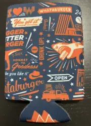 Whataburger Restaurant Collectible Can Bottle Drink Koozie Rare Promo Gift New