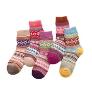 ANYSOX 5 Pairs One Size 5-9 Mix Color Winter Thick Warm Wool Socks With Colorful Fashionable And Casual Euramerican National Wind-Flowers Sock