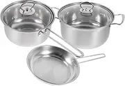 Vaguelly 1Set Stainless Steel Cookware Set Milk Pot Stockpot Frying Pan for Daily Use Easy to Clean Kitchen Essentials for All Stovetops