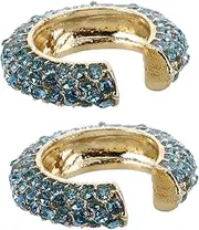 [COLLBATH] 2pcs C-shaped Rhinestone Clip Earrings for Women Non-pierced Alloy Ear Cuffs Dangling Rhinestones for Wedding Holiday Christmas