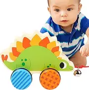 Animal Push Car | Wood Dragon Sensory Vehicles | Push and Go Dinosaur Car Toys Birthday Stocking Stuffers Car with Rope for Children Aged Over 18 Months