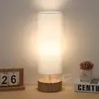 Bedside Table Lamp, 3 Way Touch Control Table Lamp with Wood Grain Base, Dimm...