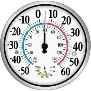 12" Outdoor Thermometer - Large Digits Wireless Indoor Outdoor Thermometer - 2 In 1 Thermometer Hygrometer - Wall Mount Hygrometer Thermometer