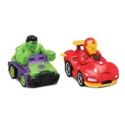 Incredible Hulk vs Iron Man Pull Back Car 2-Pack Marvel Superhero Adventures