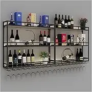 Liquor Shelf with LED Light,3-ply Metal Display Stand Inverted Wine Holder,Wine Bottle Shelf Metal Bottle Holder,Rustic Bottle Holder,for Home,Restaurant,Bars Glass Rack,Wine Storage Holder