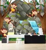 3D Stone Mountain Monkey 277NA Wallpaper Wall Mural Removable Self-adhesive Fay