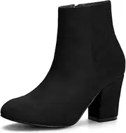 [Allegra K] Women's Christmas Side Zip Chunky Heel Ankle Boots