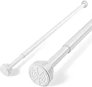 Stainless Steel Extendable Shower Curtain Pole 60-100cm Tension Rods for Curtains Telescopic Curtain Poles No Drilling Adjustable Shower Curtain Rail for Kitchen Cupboard Closet Bathroom Window, White