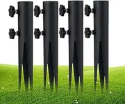Metal Ground Spike Replacement Stakes | 4 Adjustable Outdoor Light Stakes - Metal Torch Stake Outdoor Torch Stand for Bird Feeders Flags Flagpoles and Umbrellas