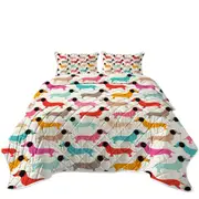 Colorful Dachshund Pattern Coverlet