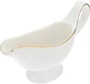 OFFSCH Ceramic Gravy Boat Phnom Penh Sauce Bucket Home Gravy Boat Saucier Sauce Jug 2pc Set for Restaurant Cafe Home