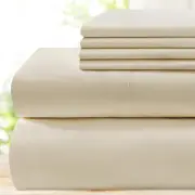 6 Pieces Bed Sheets Set(King, Cream/Beige) - Hotel Luxury Super Soft 1800 Thr...