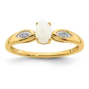 14K Yellow Gold Opal and Real Diamond Ring