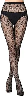 [Generic] A Christmas Stocking Women Black Stockings With Belt Set High Tights Lingerie Sexy Pantyhose Floral Print Long Mesh Lace Stocking C Holiday Stockings (AL #3, One Size)