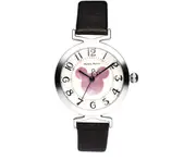 Creative Belt Girl Watch Fashion Simple Cute Mickey Quartz Watch Stainless Steel and Leather Casual Quartz Watch-Black