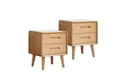 MIUZ 2x Bedside Table Bed Side Tables Drawers Side Tables Solid Timber American Oak Wood Nightstand
