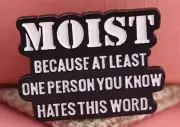 MOIST BECAUSE AT LEAST ONE PERSON YOU KNOW HATES THIS WORD enamel pin