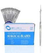 100 Sterile Surgical Blades #15 with FREE Scalpel Knife Handle #7 Medical Dental