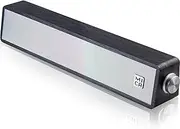 MICA Computer Speakers, Wired Computer Sound Bar, Wooden Mini Soundbar, USB Powered PC Speakers for Desktop Monitor, Laptop, Tablet, 3.5mm Aux Connection, Angled (Gray)