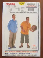 BURDA PATTERN - 9701 BOY'S SHIRT PANTS SHORTS CARGO TIES 7-14XL PLUS SIZE UNCUT