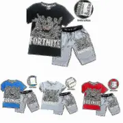 Boys Kids Fortnite Gamer Short Sleeve Pyjamas Pjs T-shirt Shorts Set Black 9-10 Years