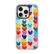 iPhone 16 Pro Clear Case MagSafe Compatible Clear Polka Daub Hearts