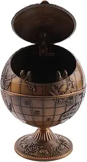 IsMwav Vintage Metal with Lid Globe Ashtray European Retro Home Office Hotel Ashtray Decor Smoking Accessories, Antique Gold