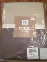 Pottery Barn Teen CLASSIC BORDER BLACKOUT Drape 52x84" Charcoal/Stone Fabric