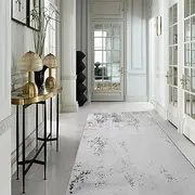 Cinknots Indoor Outdoor Runner Rugs for Hallways Modern Abstract Area Rug Soft Runners Home Decor Carpet for Living Room Kitchen Laundry Room Doorway Bedroom (Grey/Cream, 80x300 cm)