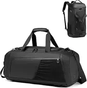 Gym Duffle Bag Waterproof Sports Duffel Bags Travel Weekender Bag for Men Women Overnight Bag with Shoes Compartment, Black, Fashion,Business,Weekender Overnight Bag,Gym Bag
