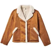 Brixton Reserve Shearling Jacket Womens in Caramel - Size -