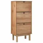 Shoe Cabinet with 3 Drawers Cupboard Shelf OTTA Brown Solid Wood Pine vidaXL