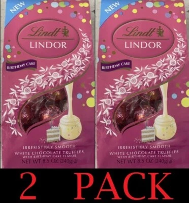 2x Lindt LINDOR BIRTHDAY CAKE White Chocolate Truffles 8.5 oz Bag - 2 PACK