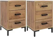 vidaXL 2X Solid Wood Pine Bedside Cabinets Bedroom Nightstand Telephone Stand End Side Bed Drawer Table Cabinet with Storage Furniture