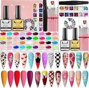 MAGIC ARMOR Gel Nail Paint Kit - Gel Nail Polish Kit 36 Colors UV Gel Nail Paint Kit with 15pcs Painting Nail Brushes 12 Color False Nail Glitter Sequins Nail File Acrylic Nail Art Kit for Nail Art Design & Nail Salon