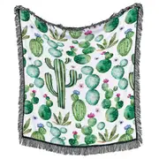 Green Flowering Blooming Cacti Cactuses Throws