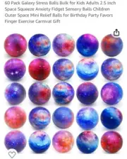 Galaxy Stress Balls Adults & Kids 2.5” Squeeze Anxiety Fidget Sensory Balls60/pk