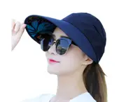 Fufu Women Cap Leaf Print Sun Protection Lightweight Good-looking Women Sun Hat for Running-Navy Blue