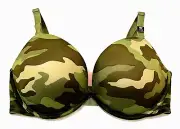 Victoria’s Secret Pink Wear Everywhere Super Push-up Bra Green Camo NWT