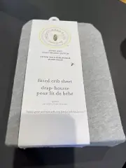 NWT Fitted Crib Sheet Organic Cotton Jersey Solid Gray Burts Bees Baby Reg 19.95