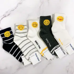 韓國襪子 微笑長襪 笑臉襪 黃色圓臉 微笑襪子 黃色小鴨【花想容】