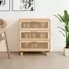 vidaXL Sideboard Brown 60x30x70 cm Solid Wood Pine and Natural Rattan BBT