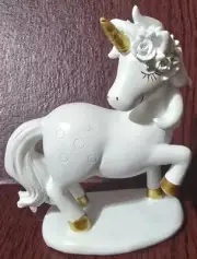 White Ceramic Unicorn Figurine With Gold Accents By Hobby Lobby