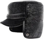 KJIASDFE Winter Hat Bomber Hats Men Ear Flaps Snow Flat Dad Cap Black,D-7 1/8