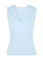 Veronica Beard Sid Ribbed Stretch-knit Vest - Light Blue - M (UK12 / M) M (UK12 / M)