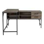 Natu Wooden L-Shape Home Office Working Computer Desk 1.4m Brown