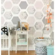 Geometric Honeycomb Hexagon pattern wall mural removable wallpaper peel & stick
